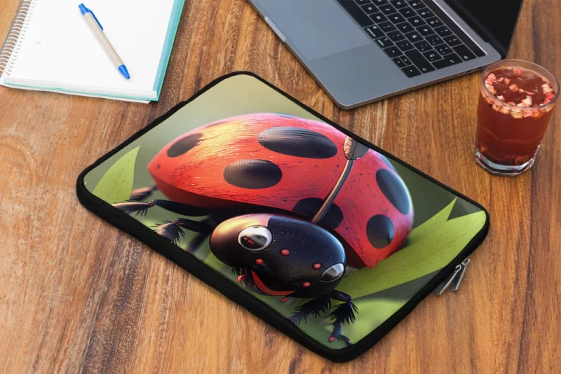 Ladybug on Green Background Laptop Sleeve 2