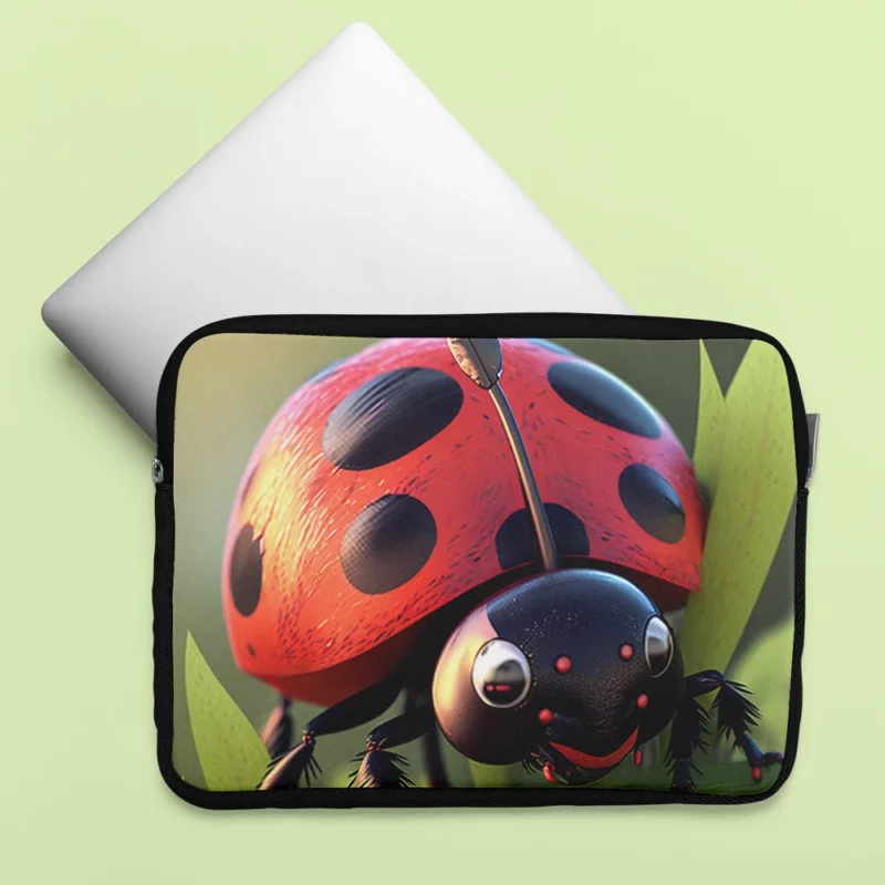 Ladybug on Green Background Laptop Sleeve