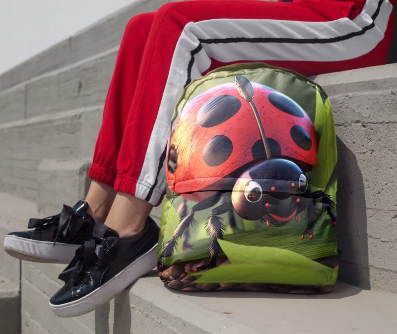 Ladybug on Green Background Minimalist Backpack 1