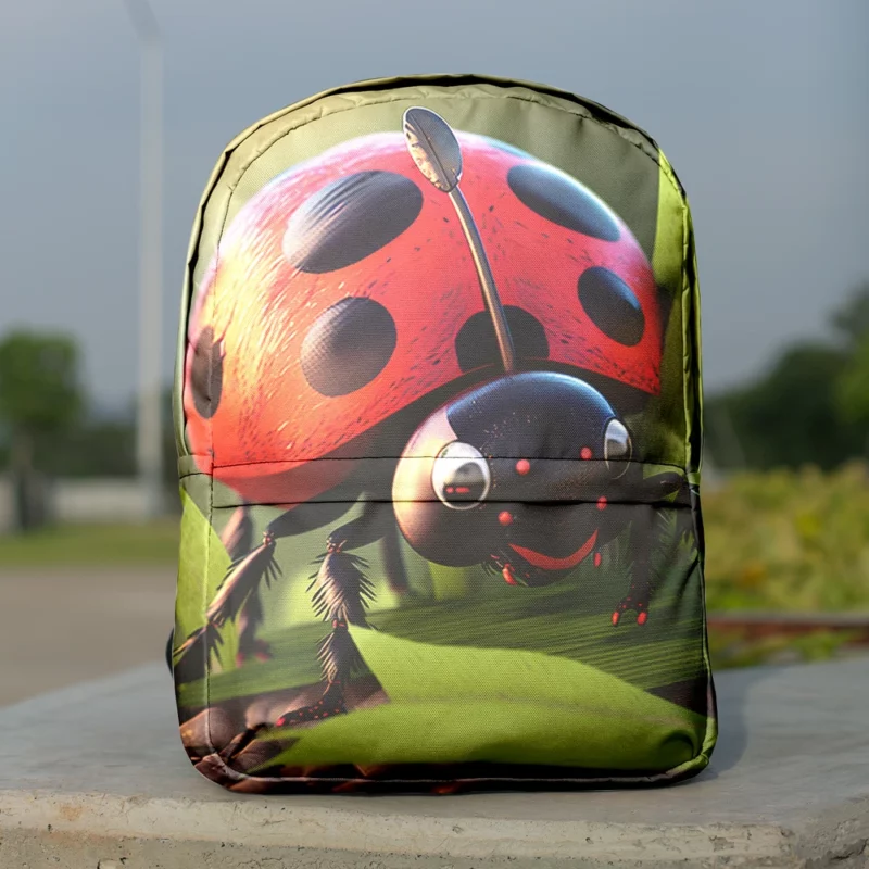 Ladybug on Green Background Minimalist Backpack