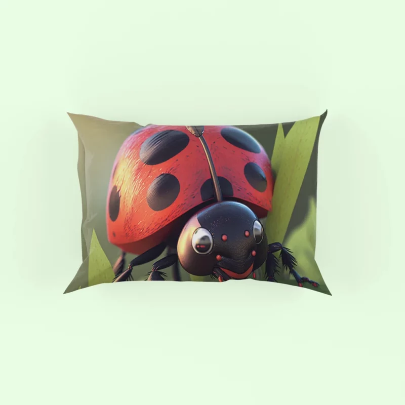 Ladybug on Green Background Pillow Case