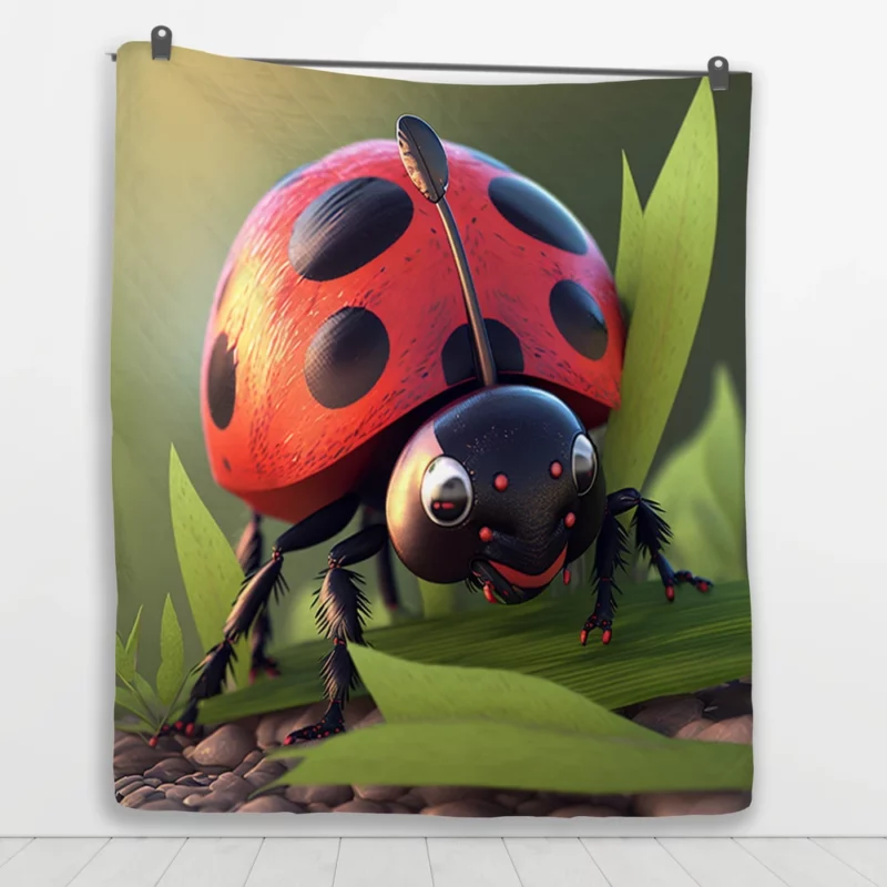 Ladybug on Green Background Quilt Blanket 1