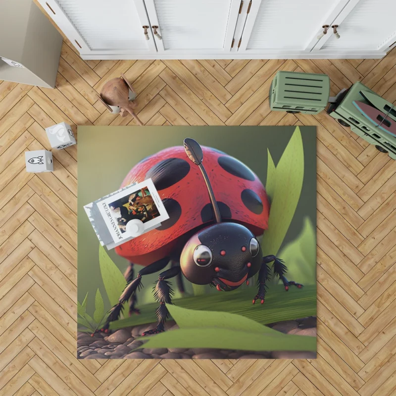 Ladybug on Green Background Rug