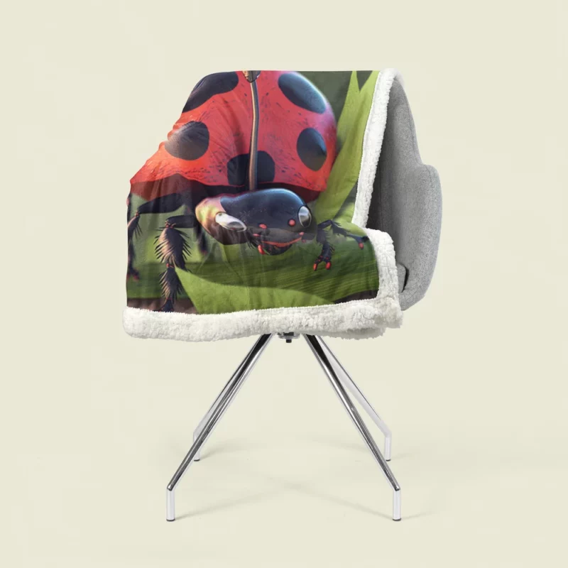 Ladybug on Green Background Sherpa Fleece Blanket 1