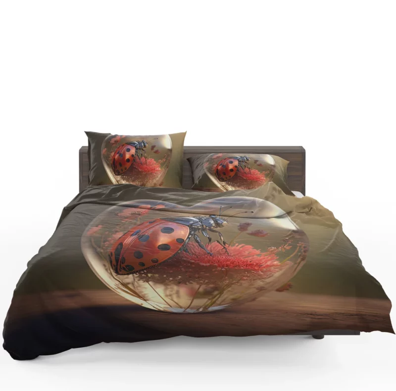 Ladybug on Heart Shaped Glass Bedding Set 1