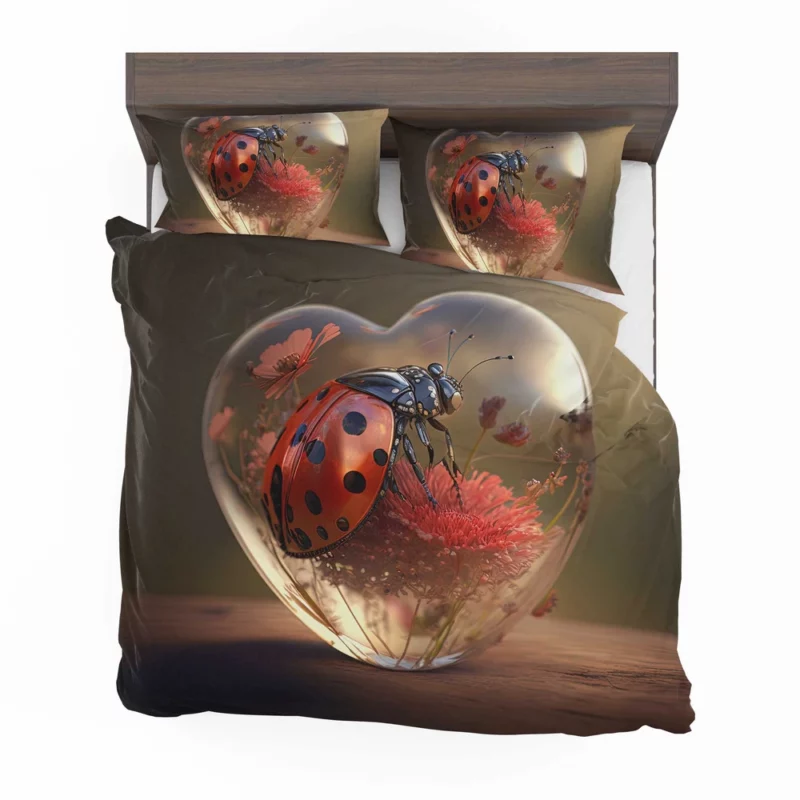 Ladybug on Heart Shaped Glass Bedding Set 2