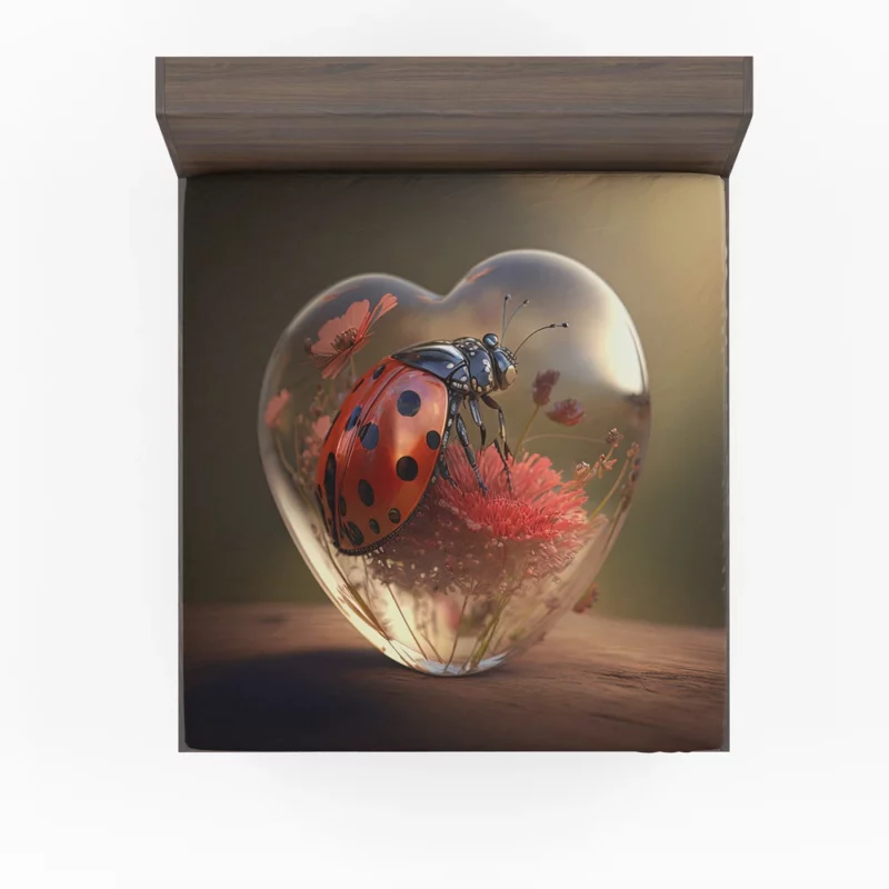 Ladybug on Heart Shaped Glass Fitted Sheet