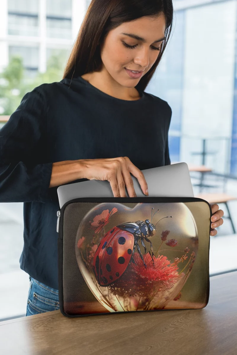 Ladybug on Heart Shaped Glass Laptop Sleeve 1