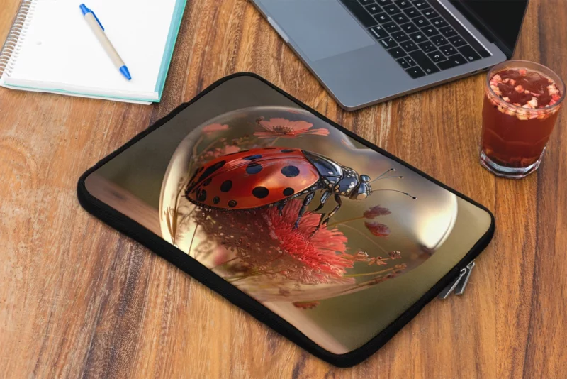 Ladybug on Heart Shaped Glass Laptop Sleeve 2