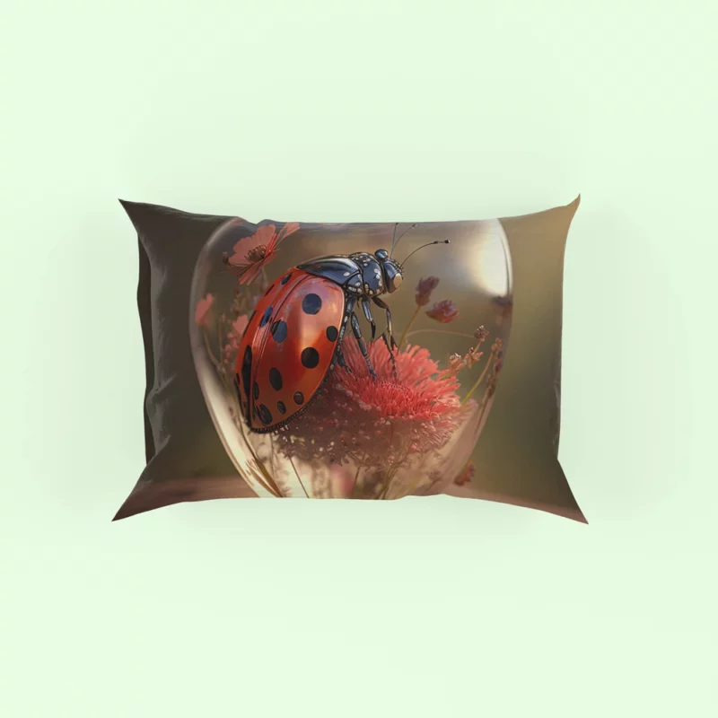 Ladybug on Heart Shaped Glass Pillow Case