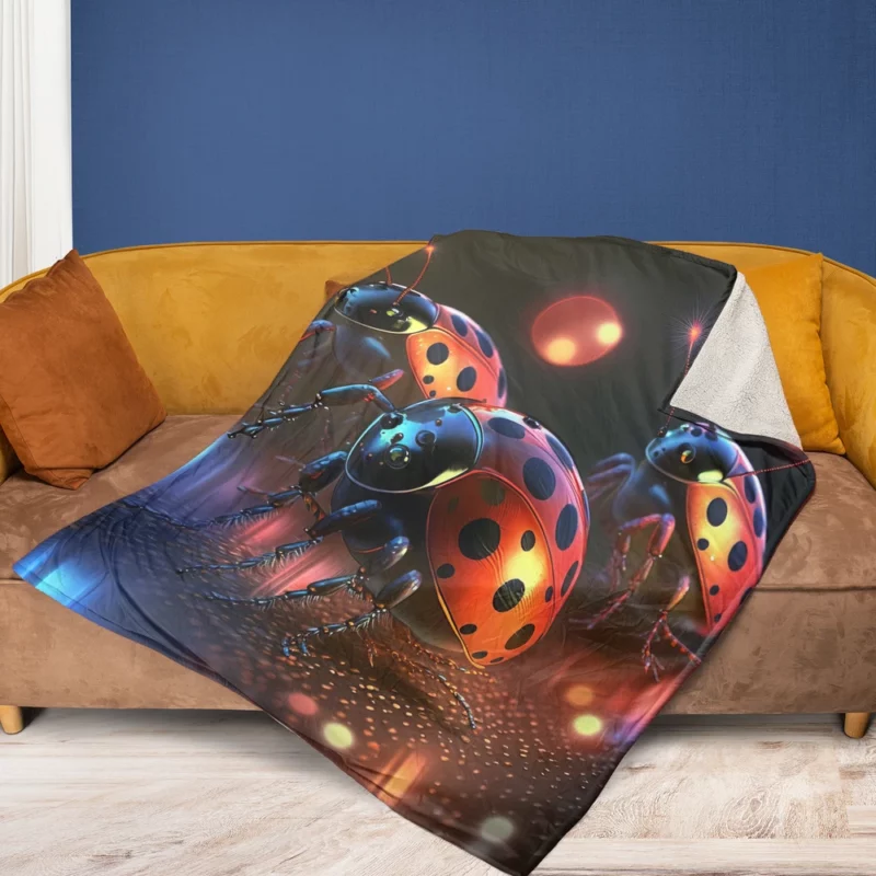 Ladybugs Disco Party Fleece Blanket 1