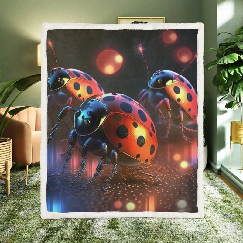 Ladybugs Disco Party Sherpa Fleece Blanket