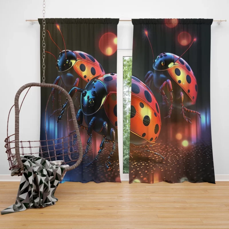 Ladybugs Disco Party Window Curtain