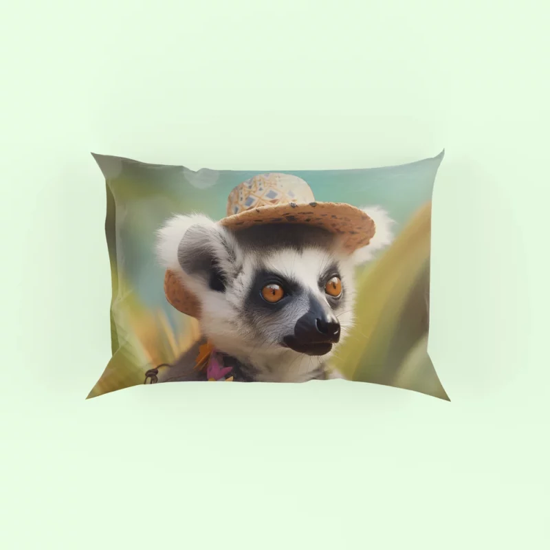 Lemur in Tropical Bloom Pillow Case