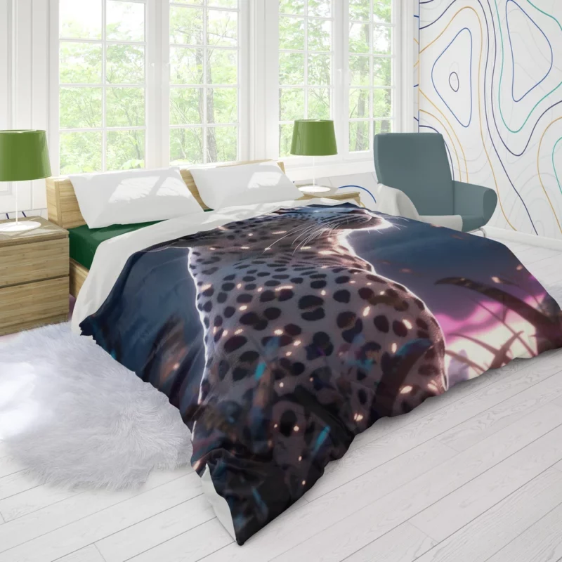 Leopard Lounging in Grass Duvet Cover