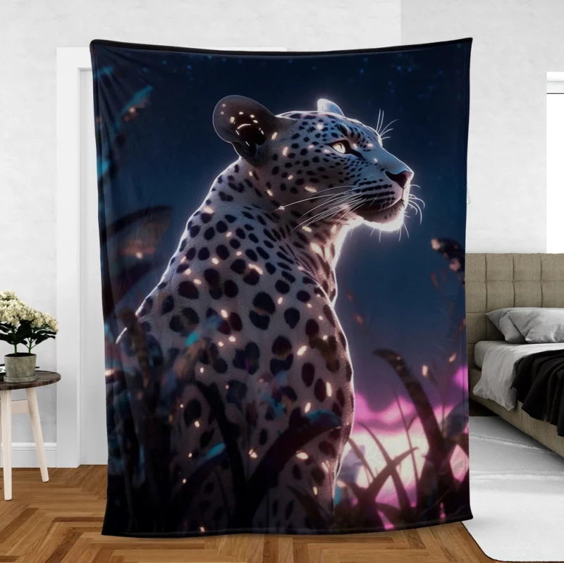 Leopard Lounging in Grass Fleece Blanket