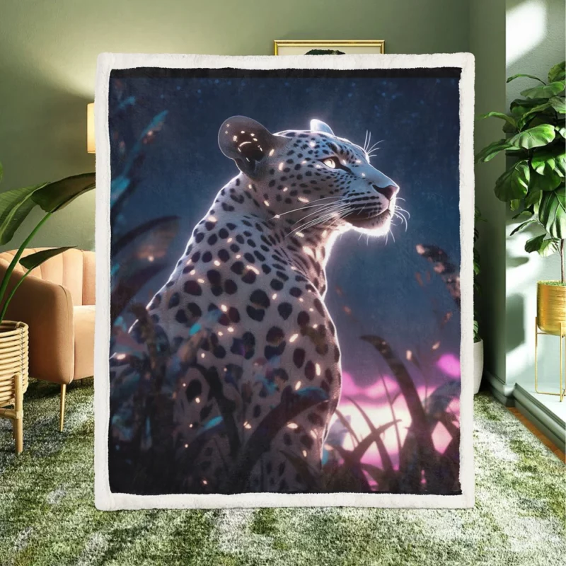 Leopard Lounging in Grass Sherpa Fleece Blanket