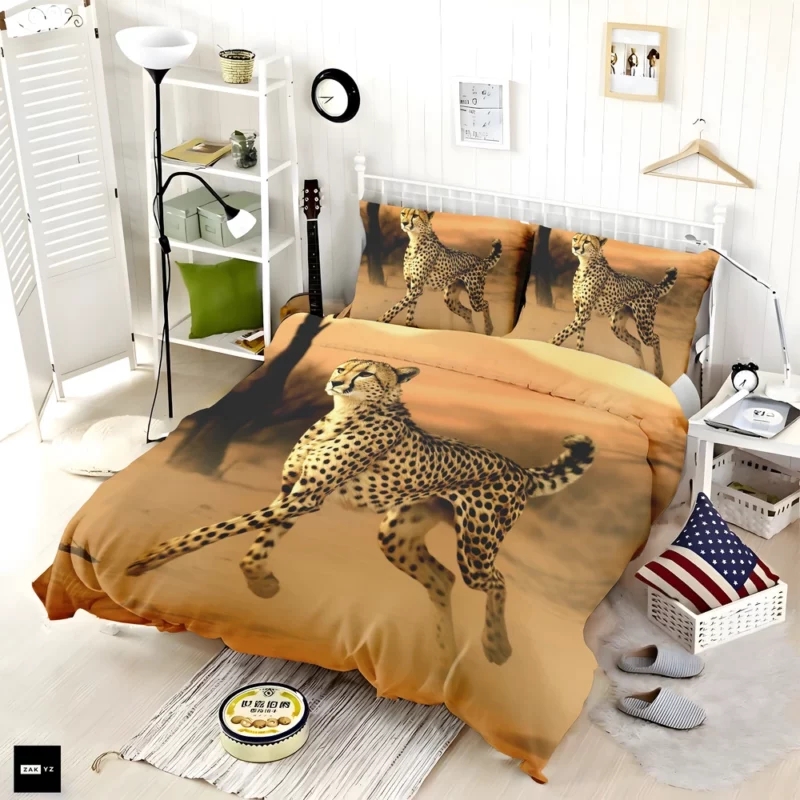 Leopard Running Through Forest Bedding Set