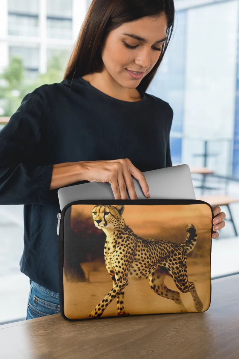 Leopard Running Through Forest Laptop Sleeve 1