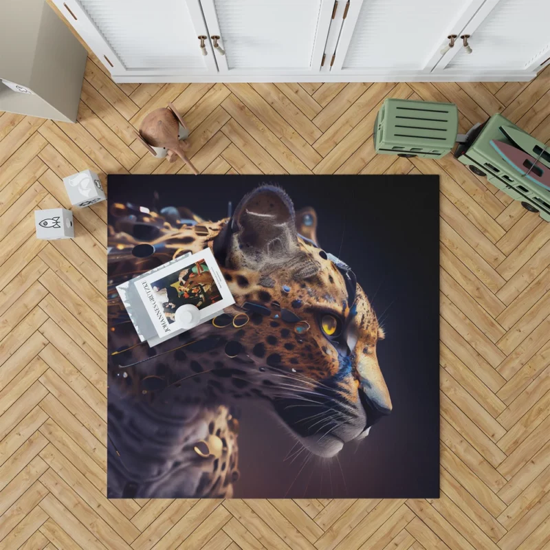 Leopard With Blue Eyes Rug