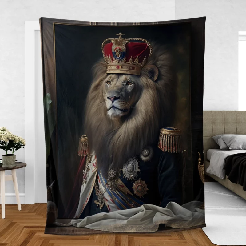 Lion Portrait Artwork Fleece Blanket