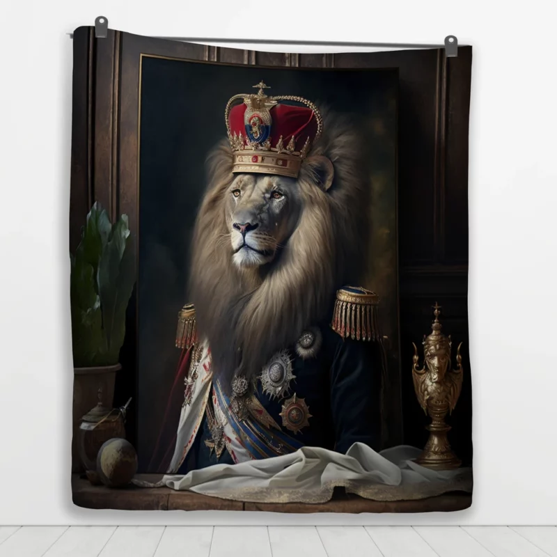 Lion Portrait Artwork Quilt Blanket 1