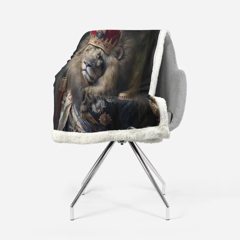 Lion Portrait Artwork Sherpa Fleece Blanket 1