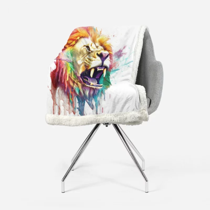 Lion Splash Artwork Sherpa Fleece Blanket 1