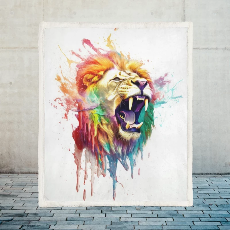 Lion Splash Artwork Sherpa Fleece Blanket