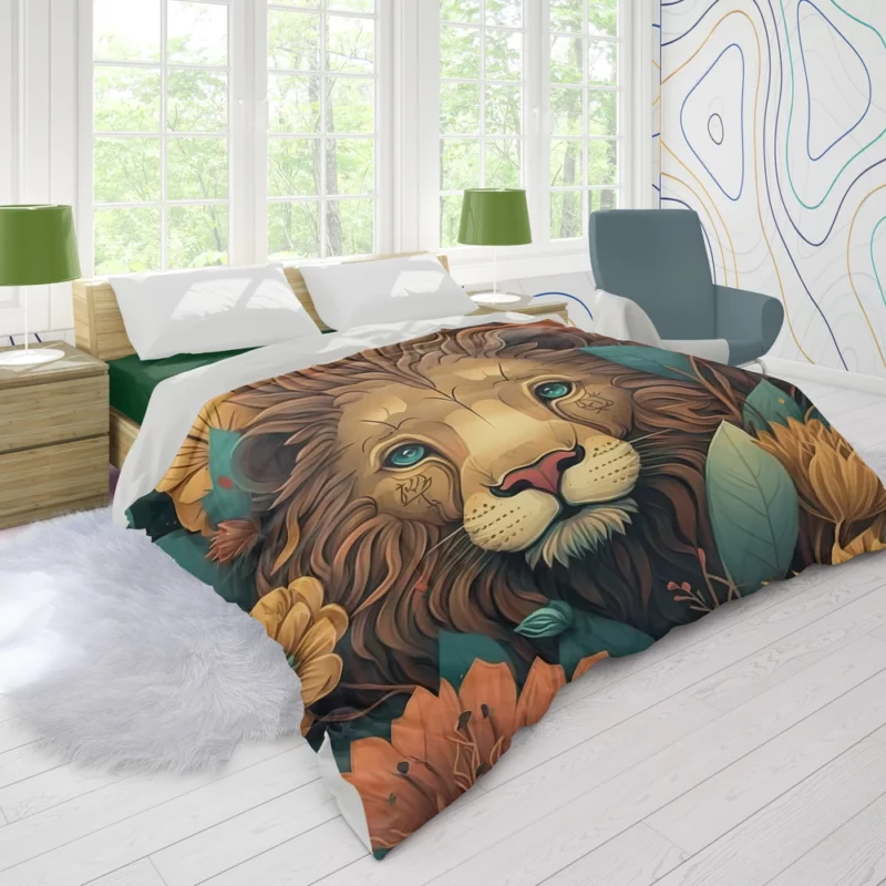 Lion With a Blue Eye Duvet Cover