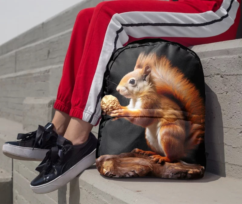 Lively Squirrel Nibbling a Nut Minimalist Backpack 1