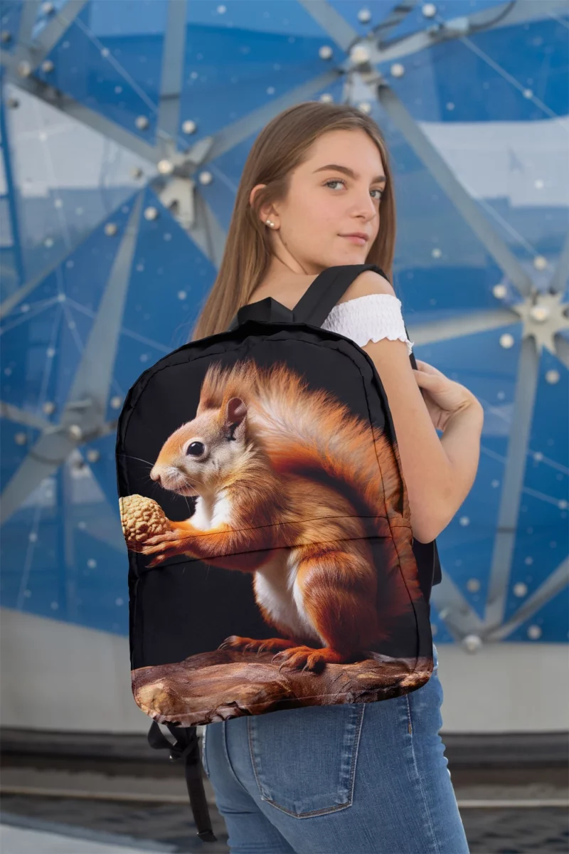 Lively Squirrel Nibbling a Nut Minimalist Backpack 2