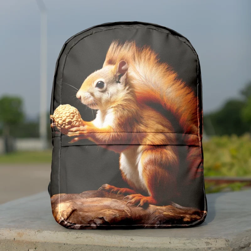 Lively Squirrel Nibbling a Nut Minimalist Backpack