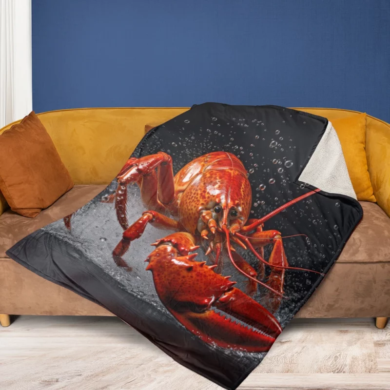 Lobster Illustration Fleece Blanket 1