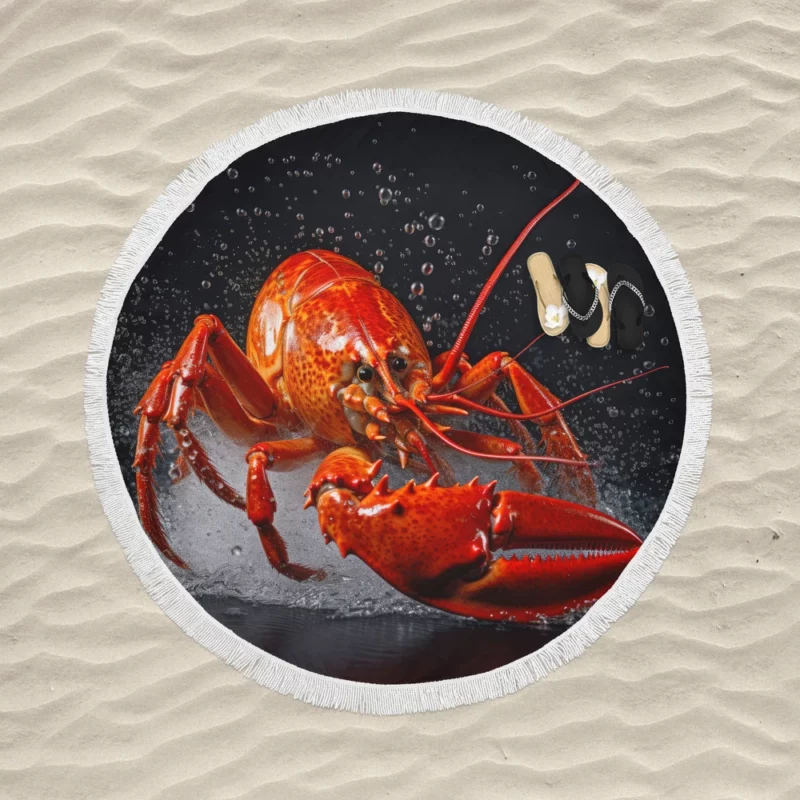 Lobster Illustration Round Beach Towel