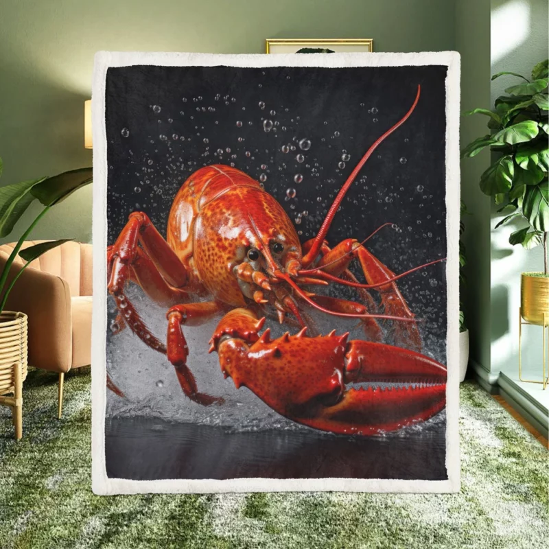 Lobster Illustration Sherpa Fleece Blanket