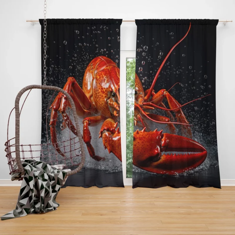 Lobster Illustration Window Curtain