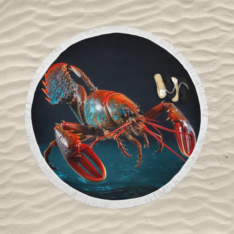 Lobster Vibrant Art Round Beach Towel