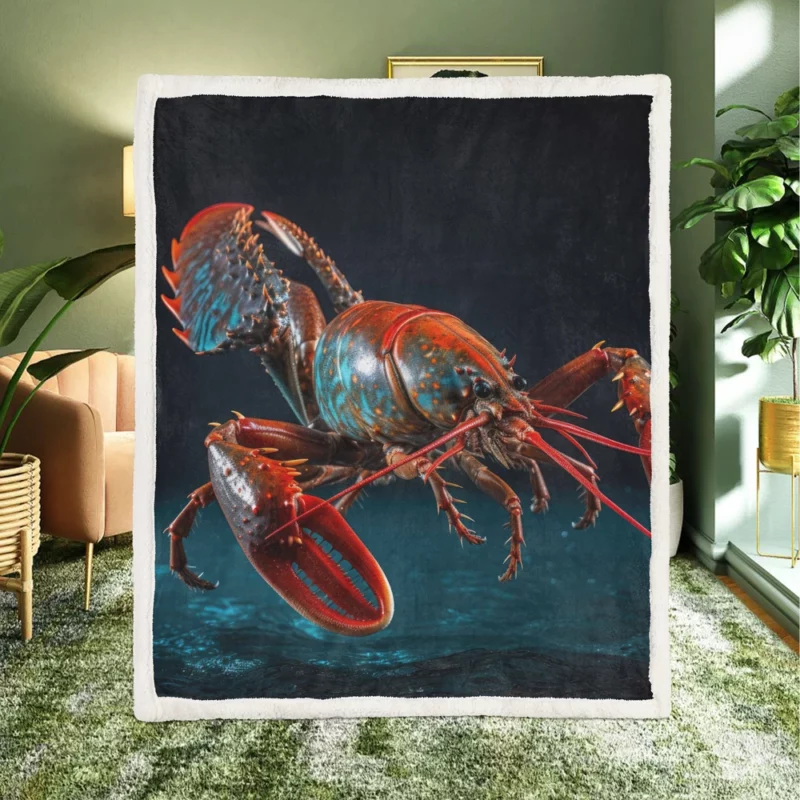 Lobster Vibrant Art Sherpa Fleece Blanket