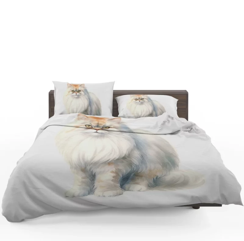 Long Haired White Cat Bedding Set 1