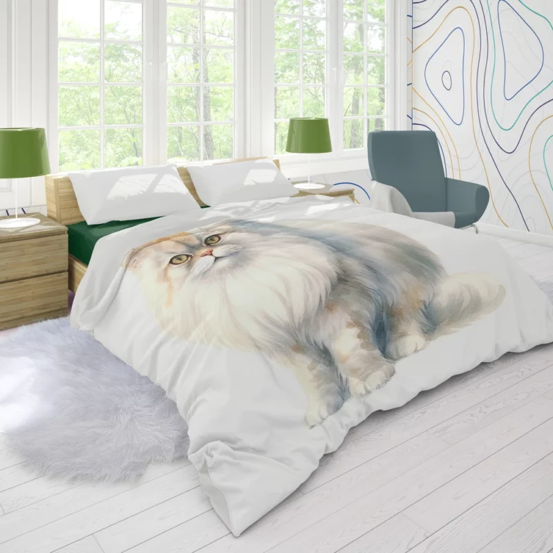 Long Haired White Cat Duvet Cover