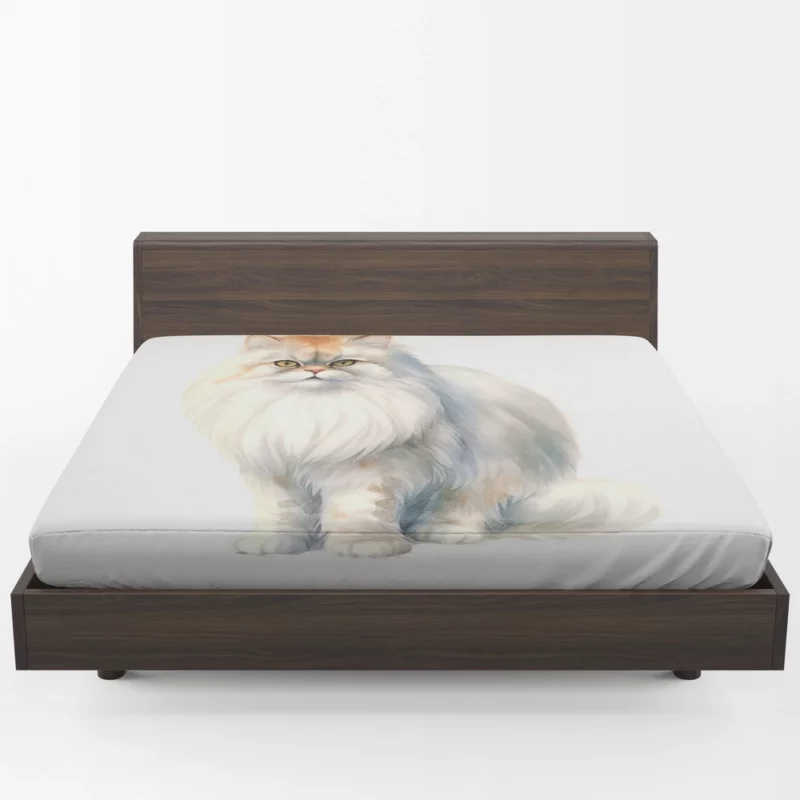 Long Haired White Cat Fitted Sheet 1