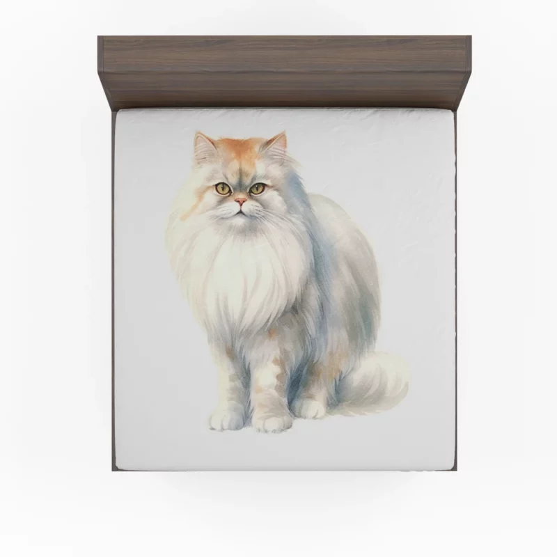 Long Haired White Cat Fitted Sheet