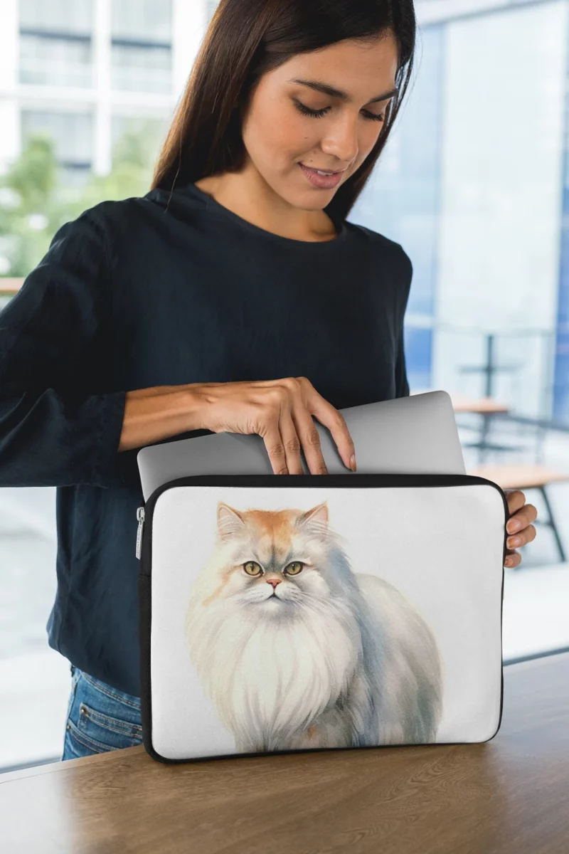 Long Haired White Cat Laptop Sleeve 1