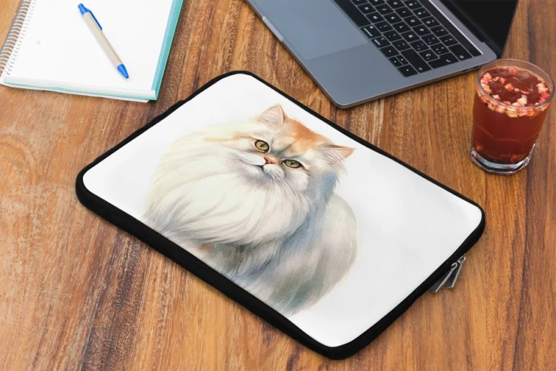 Long Haired White Cat Laptop Sleeve 2