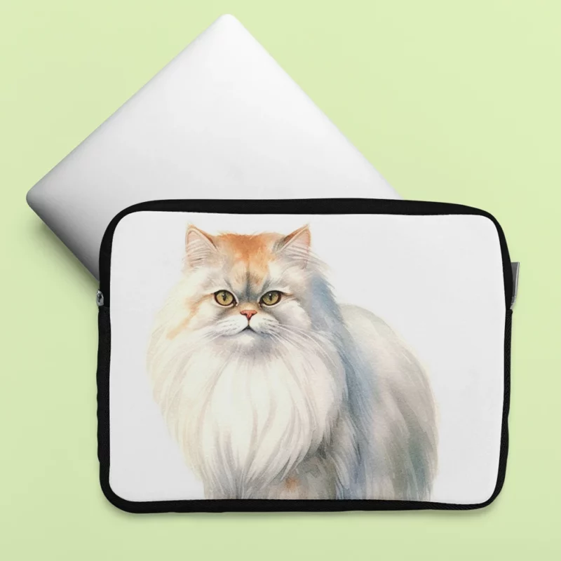 Long Haired White Cat Laptop Sleeve