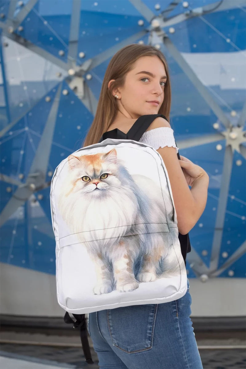 Long Haired White Cat Minimalist Backpack 2