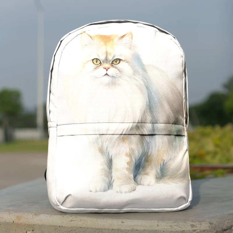 Long Haired White Cat Minimalist Backpack