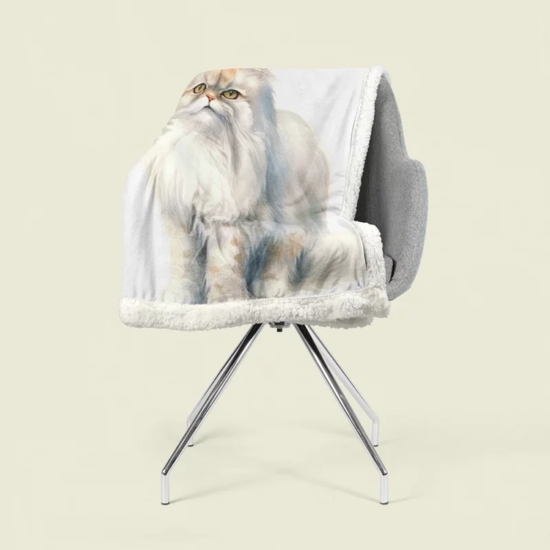 Long Haired White Cat Sherpa Fleece Blanket 1