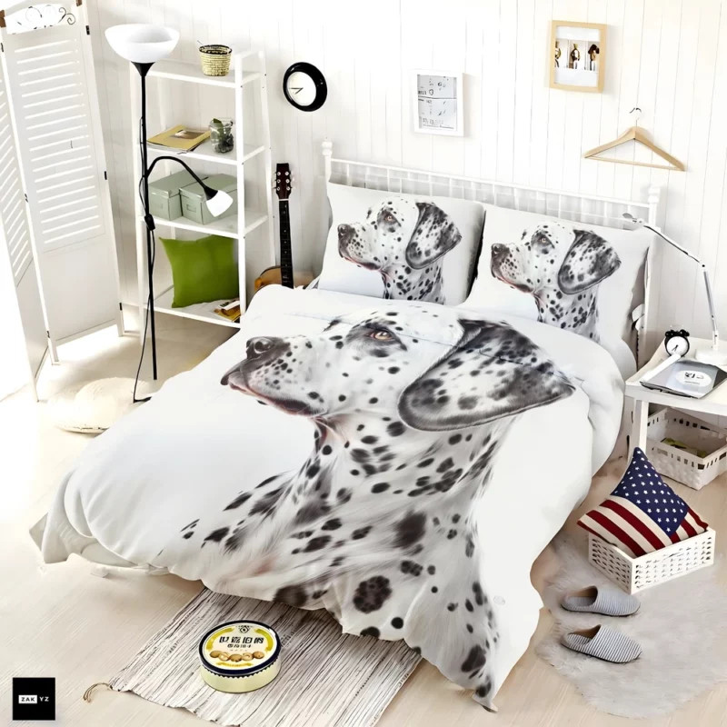 Lovely Dalmatian Dog Portrait Bedding Set